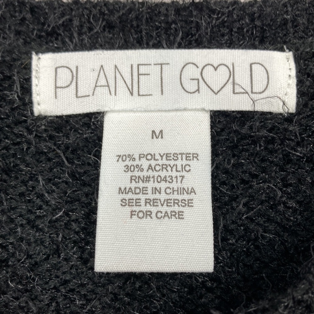 Planet Gold Black & White Long Sleeve Crop Fuzzy Sweater Women's Size Me… - Picture 5 of 6